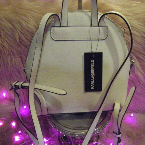 Karl Lagerfeld Paris Maybelle Small Bright White Backpack Karl Charms NWT main image 9